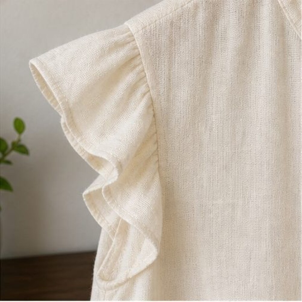 Cream Ruffle Blouse - Picture 5 of 6